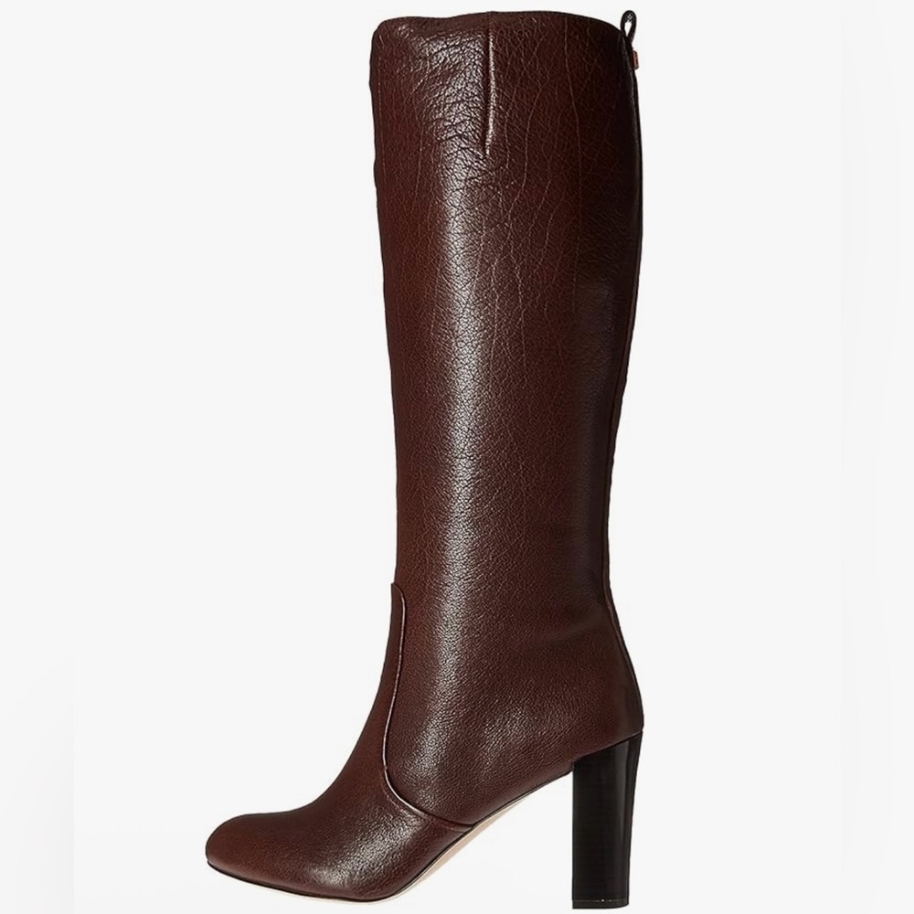 Nine West Sabora Brown Leather High Heel Winter Boots Size 8 - Picture 2 of 10